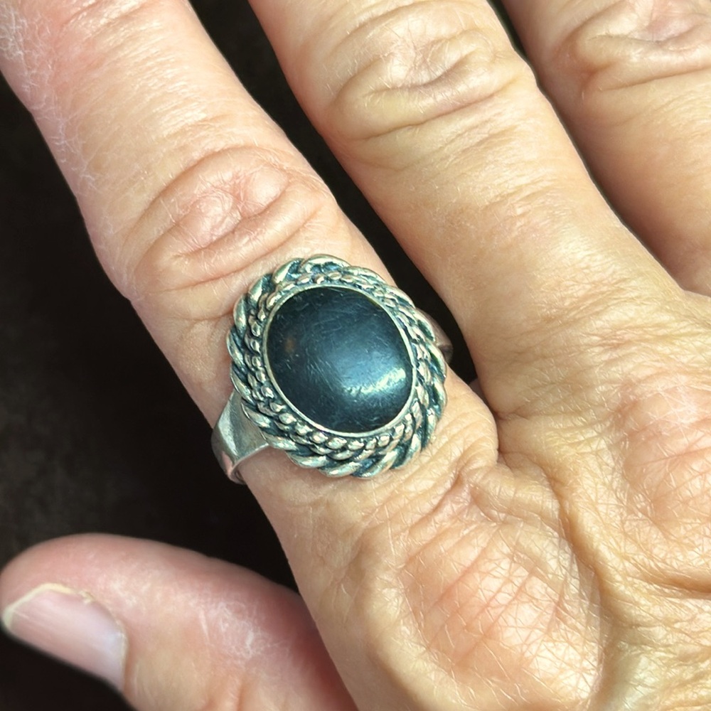 Vintage Black Onyx Sterling Large Ring Gorgeous 🔥🔥🤩